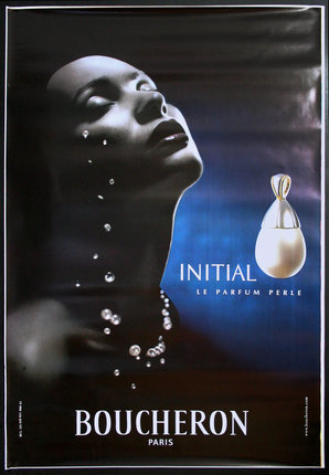 a poster of a woman with pearls on her face