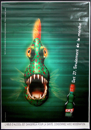 a poster of a fish with its mouth open
