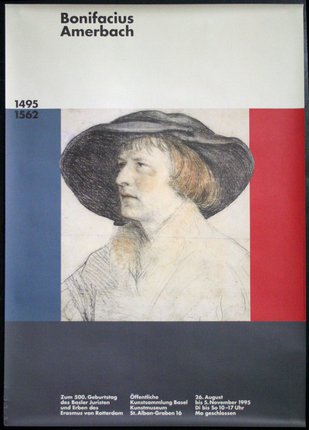 a poster with a drawing of a man wearing a hat