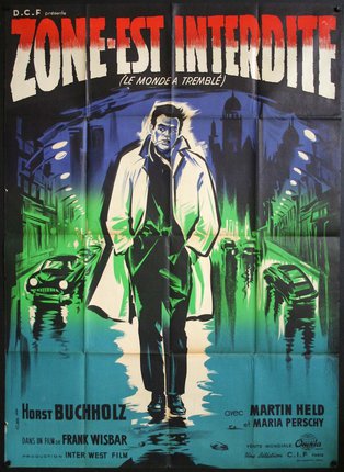 a movie poster of a man walking on a road