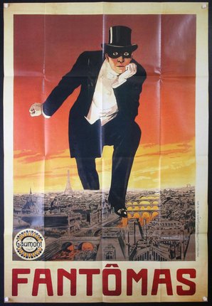 a poster of a man in a black hat and a black suit
