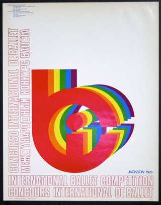 a poster with a rainbow colored letter