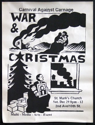 a poster for a war and christmas