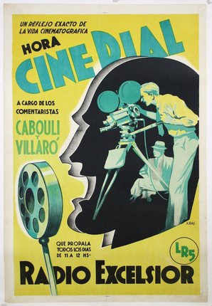 a movie poster with a man and a camera