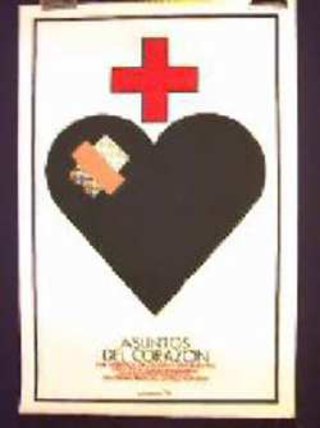 a black heart with a red cross