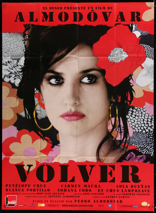 a poster of a woman with flowers on it