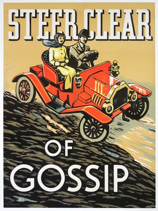 a poster of a man and woman driving a car