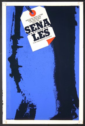 a blue and black poster