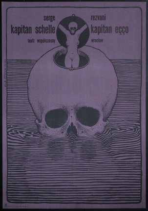a poster with a woman in a skull