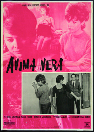 a poster with a woman in pink