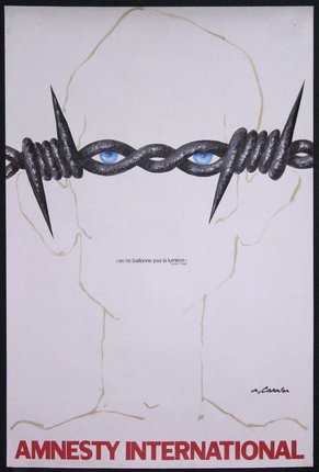 a poster of a man with barbed wire