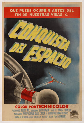 a poster of a space station