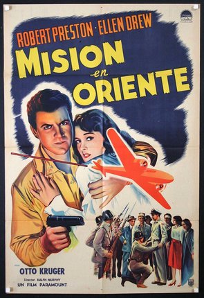a movie poster with a man holding a gun and a woman holding a red plane