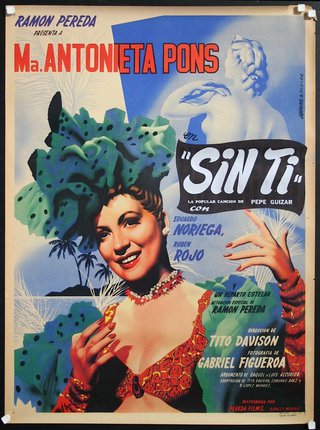 a poster of a woman with a large green hat