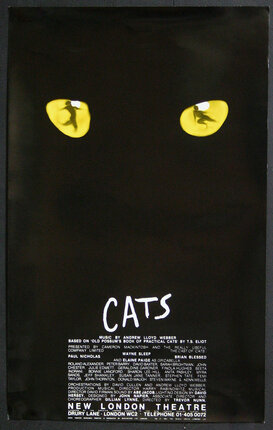 a poster of cats with yellow eyes