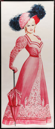 a poster of a woman in a pink dress