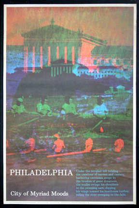 a poster of a group of people rowing