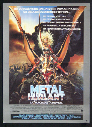 a movie poster of a woman riding a bird