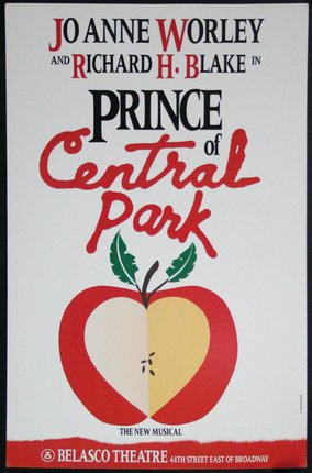 a poster with a heart and an apple