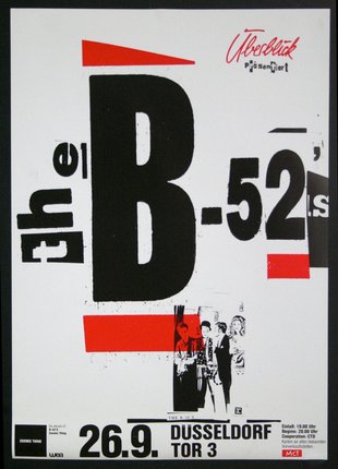 a poster with black and red letters