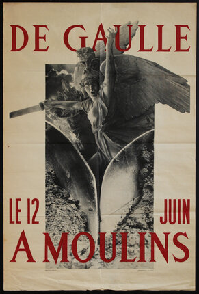 a poster of a woman with wings and a sword