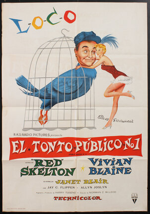 a poster of a man as a bird in a cage, and a woman