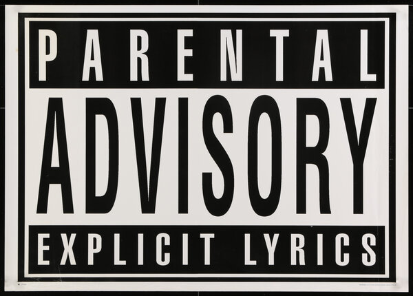 a black and white sign with white text