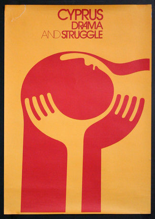 a poster with a red and yellow background