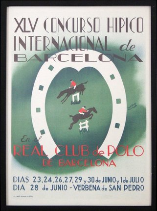 a poster with horses and a horseshoe