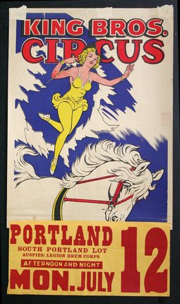 a poster with a woman on a white horse