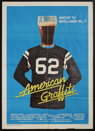 a surreal poster with a football jersey wearing torso with glass of coca-cola as a head