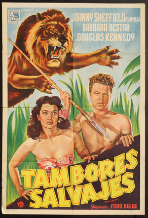 a movie poster with a lion and a woman