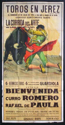 a poster of a man and a bull