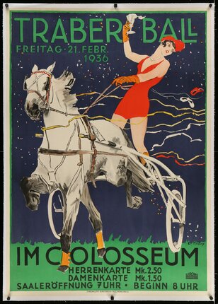 a poster of a woman riding a horse