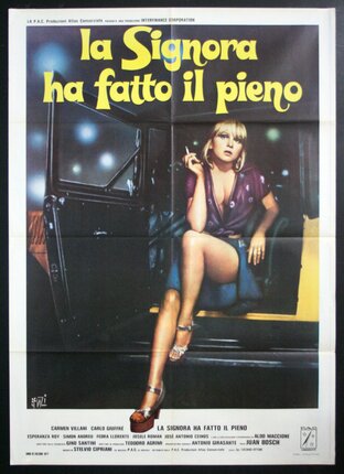 a movie poster of a woman sitting in a car
