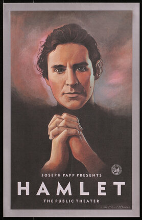 a poster of a man with his hands folded together