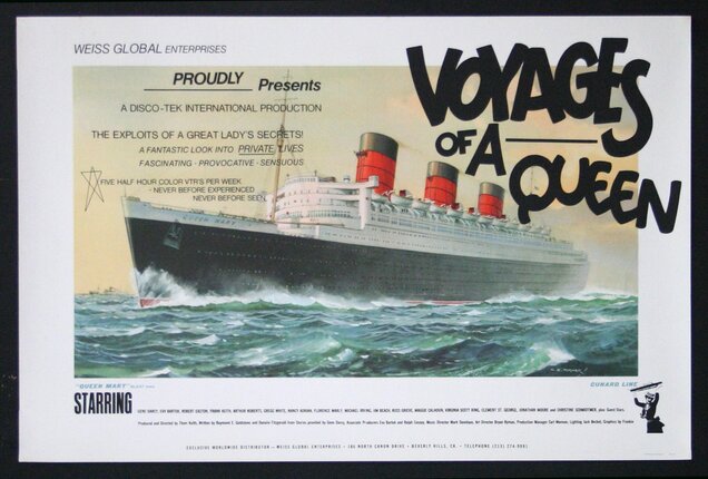 a poster of a ship on the water