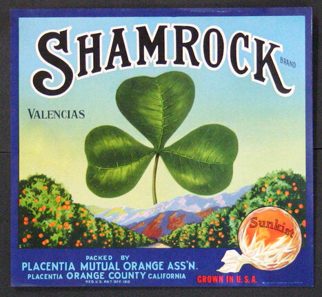 a label with a four leaf clover