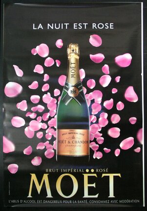 a poster with a bottle of champagne