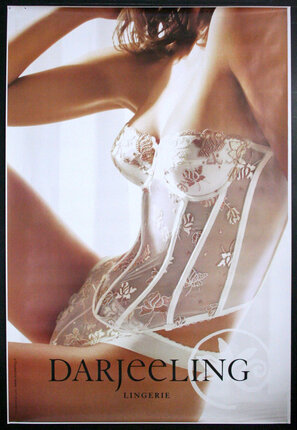 a poster of a woman wearing a white lingerie