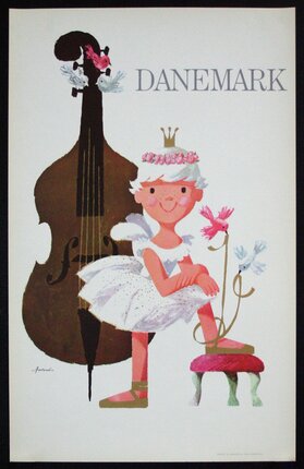 a poster of a girl in a white dress and a violin