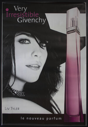 a poster of a woman with a hat and a bottle of perfume
