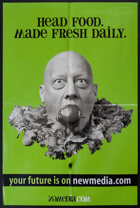 a poster of a man with a bubble gum on his head