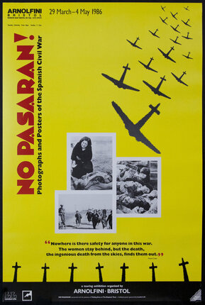 a yellow poster with black text and images of people