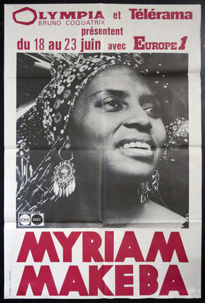 a poster of a woman with a scarf on her head