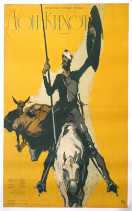 a man riding a bull with a spear