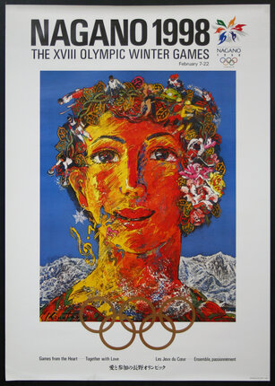 a poster of a woman with a wreath of flowers