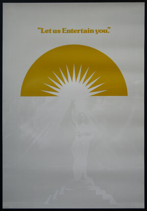 a poster with a person holding a sun