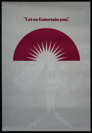 a poster with a woman holding a sun