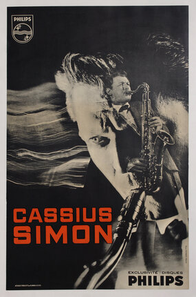 a poster of a man playing a saxophone